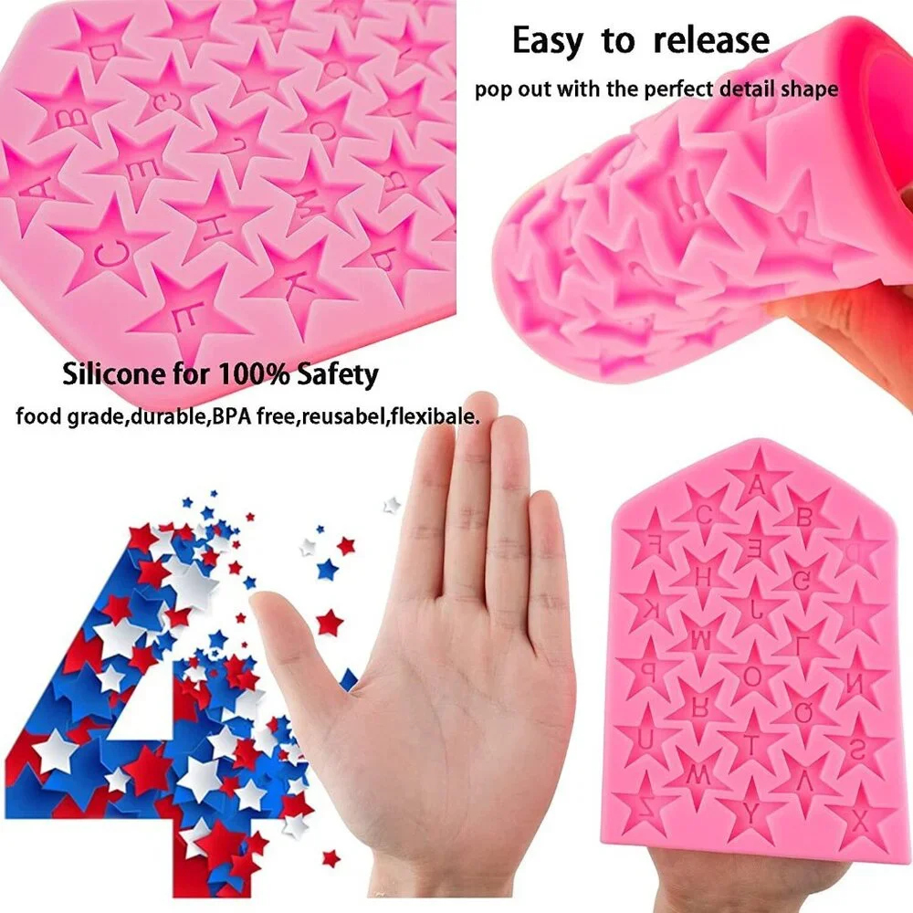 Star Silicone Molds Star Shaped Chocolate Five-point Star Candy Molds Alphabet